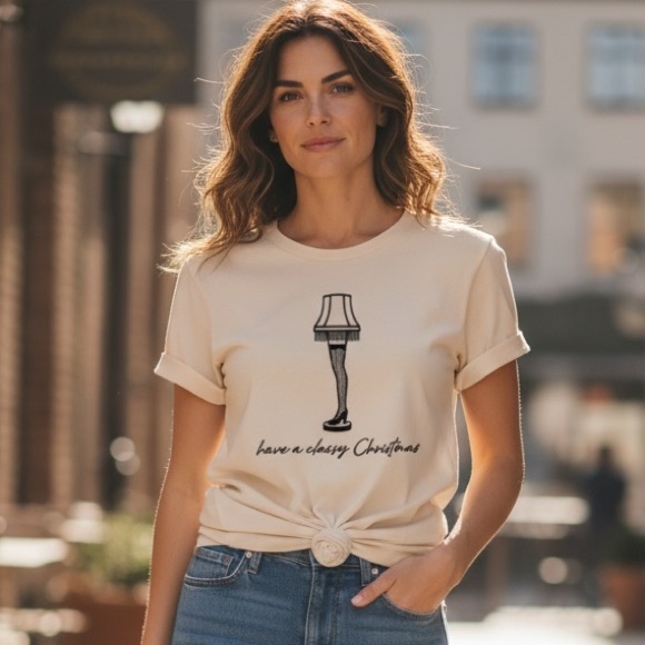 NEW•XL-2X•Classy Christmas Leg Lamp Top - Picture 3 of 14